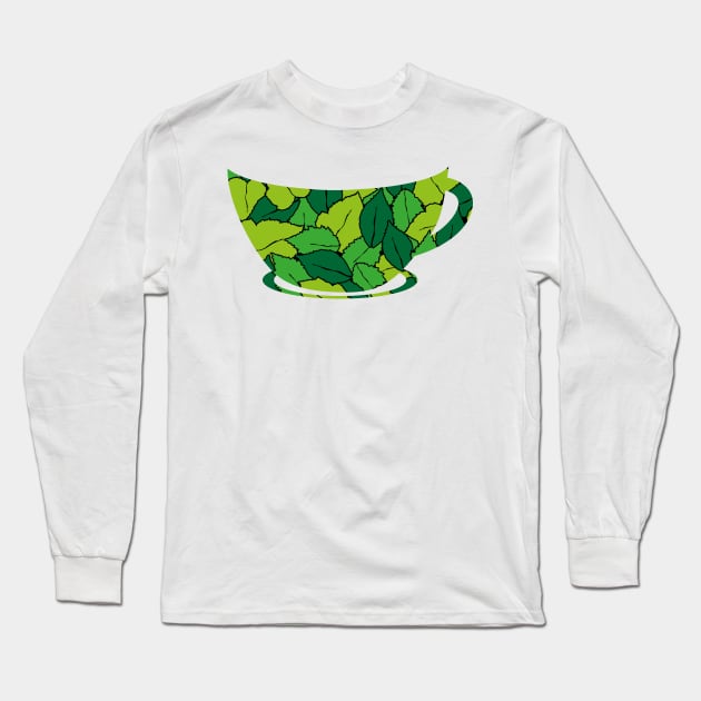 cup of organic herbal leaf tea for healthy life logo Long Sleeve T-Shirt by asepsarifudin09